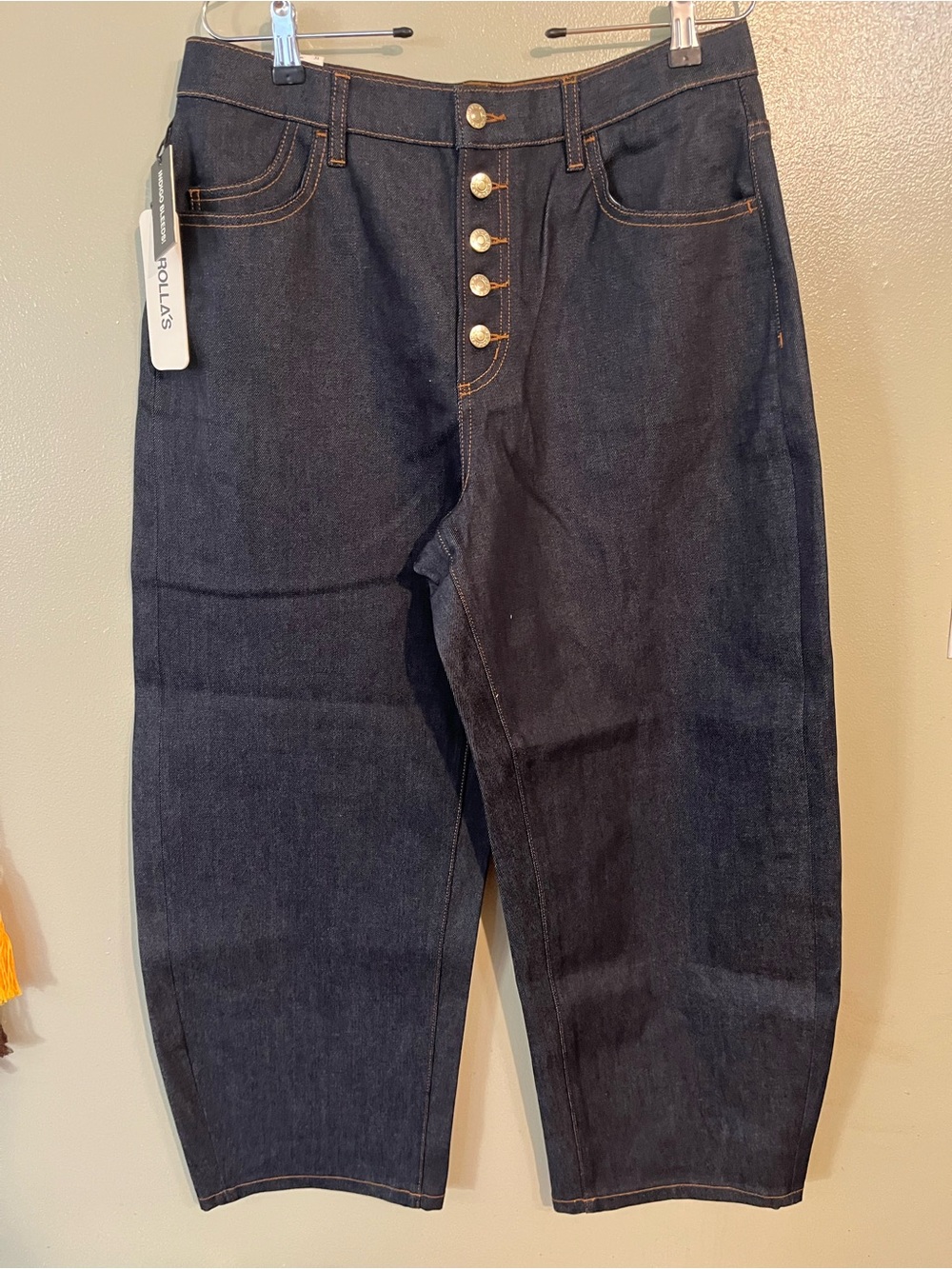 ROLLA'S High-Rise Madame  Indigo Button-Fly Women's Jeans Gigi Barrel Leg 31 NWT